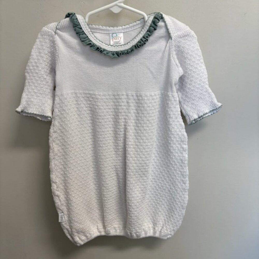 PATY White Textured Baby One-Piece with Green Trim